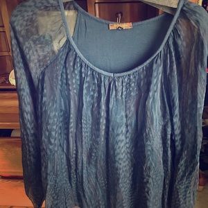 Piazza Roma Silk Navy Blouse. Made in Italy